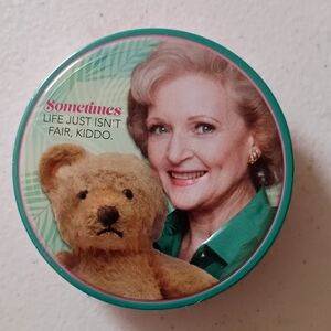 Round Tin with Bear and Woman Design